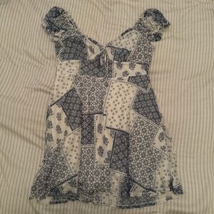 Urban Outfitters Blue And White Patchwork Print Dress in Large